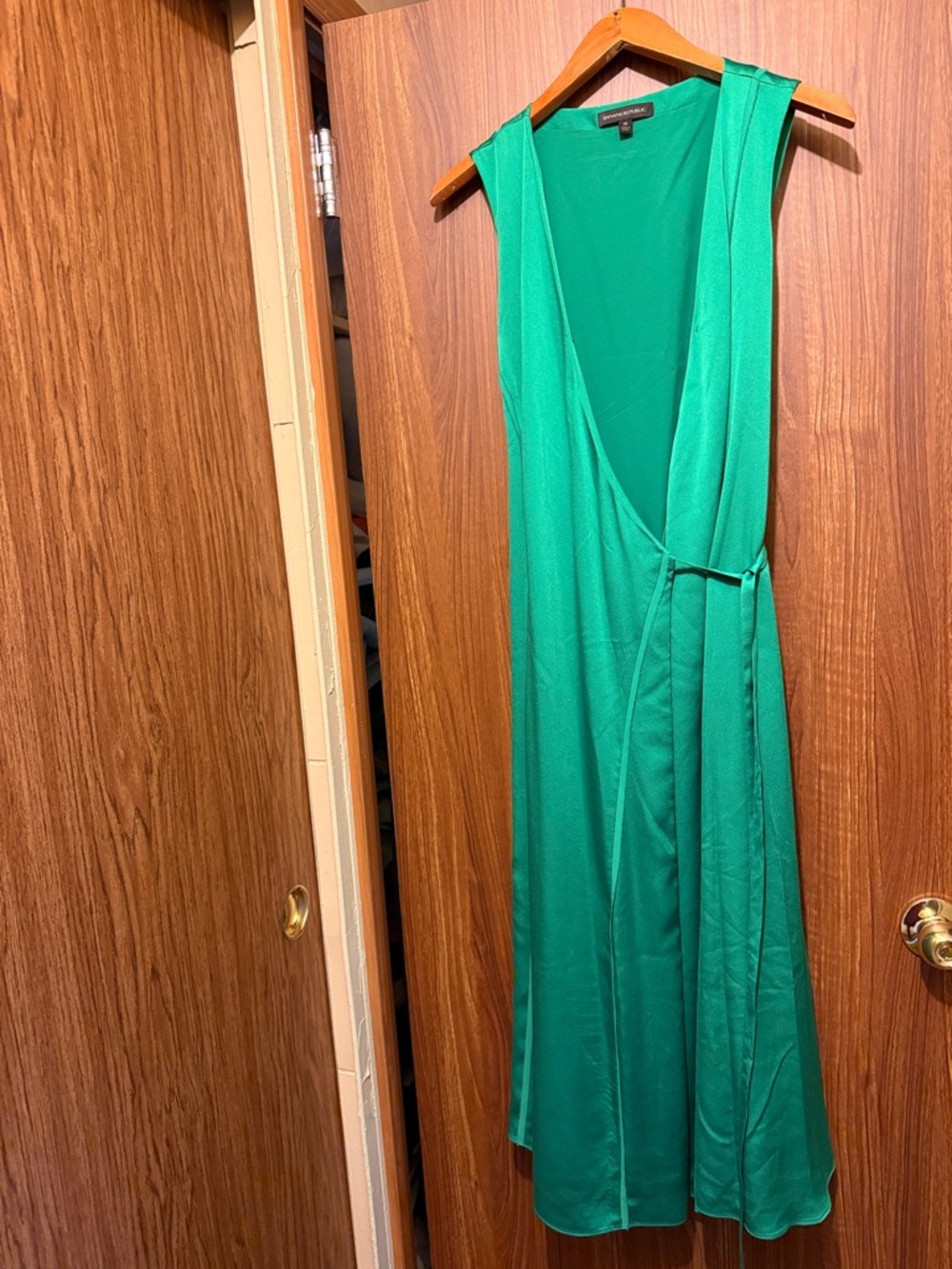 Banana Republic Emerald Green Sleeveless Maxi Wrap Dress - Picture 2 of 2